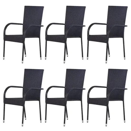 Garima Outdoor Dining Chairs Set of 6 - Black, Poly Rattan