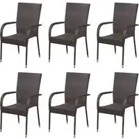 Garima Outdoor Dining Chairs Set of 6 - Brown, Poly Rattan