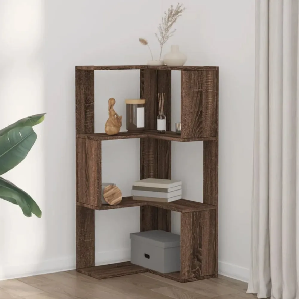 Garner Corner Bookcase with 3 Shelves - Brown