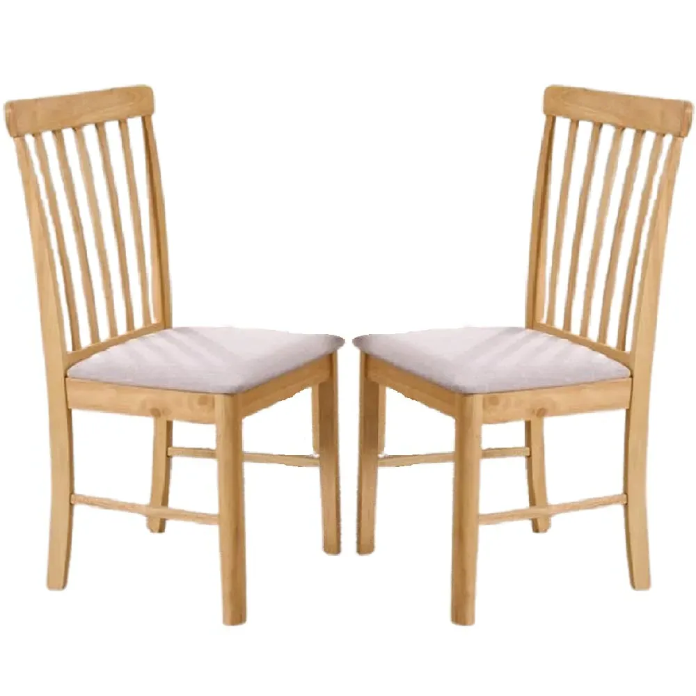 Garnet Oak Wooden Dining Chairs in Pair - Oak