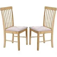 Garnet Oak Wooden Dining Chairs with Fabric Seat in Pair - Oak