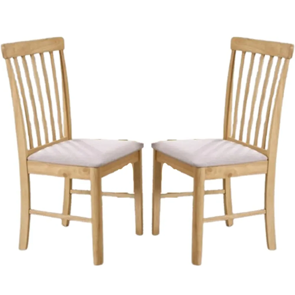 Garnet Oak Wooden Dining Chairs with Fabric Seat in Pair - Oak image