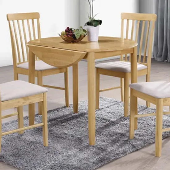 Garnet Round Drop Leaf Dining Set with 2 Chairs - Oak, Solid Hardwood product