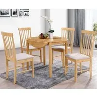 Garnet Round Drop Leaf Dining Table with 4 Chairs - Oak