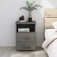 Garza Bedside Cabinet with Storage - Light Grey, Pinewood