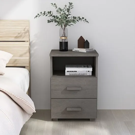 Garza Bedside Cabinet with Storage - Light Grey, Pinewood