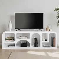 Gastonia TV Stand with Shelves - White, MDF alternate view