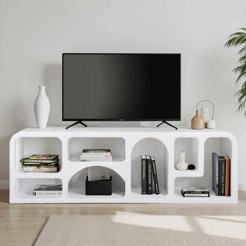 Gastonia TV Stand with Shelves - White, MDF product