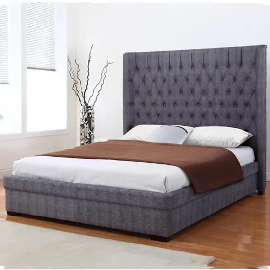 Gavrila King Size Bed Frame - Dark Grey, Linen