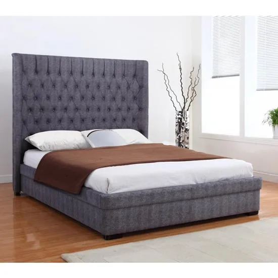 Gavrila Super King Size Bed Frame - Dark Grey, Linen Fabric product