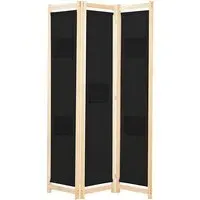 Gavyn 3-Panel Room Divider - Black, Fabric