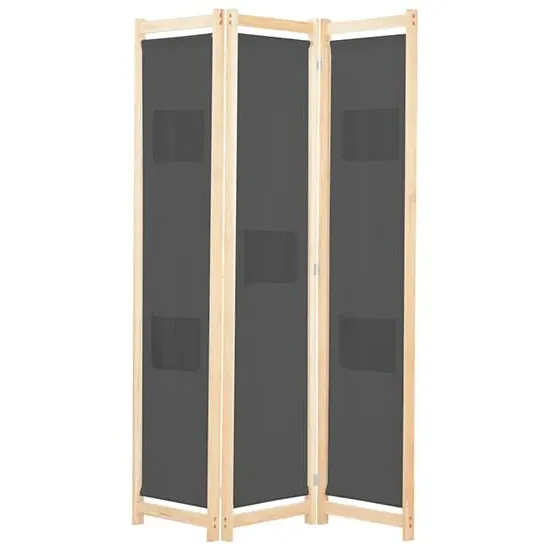 Gavyn 3-Panel Room Divider - Grey, Fabric