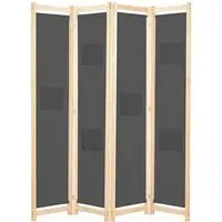 Gavyn 4-Panel Room Divider - Grey, Fabric