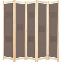 Gavyn 5-Panel Room Divider - Brown, Fabric