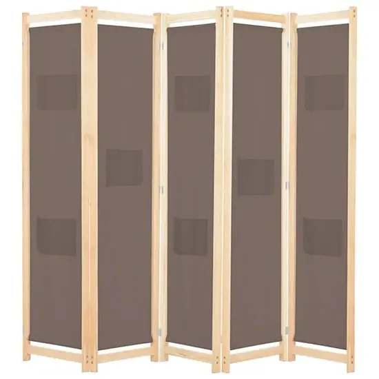Gavyn 5-Panel Room Divider - Brown, Fabric