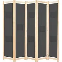 Gavyn 5-Panel Room Divider - Grey, Fabric