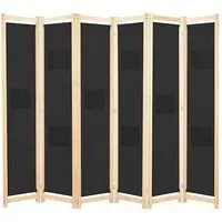 Gavyn 6-Panel Room Divider - Black, Fabric
