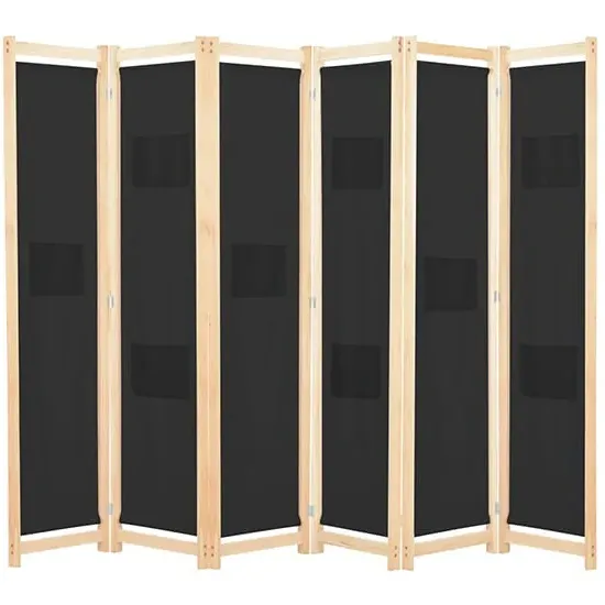 Gavyn 6-Panel Room Divider - Black, Fabric
