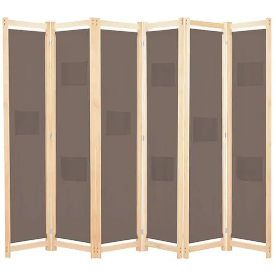 Gavyn 6-Panel Room Divider - Brown, Fabric