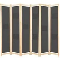 Gavyn 6-Panel Room Divider - Grey, Fabric