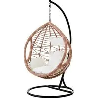 Gazit Single Hanging Chair with Cut Out Sides - Natural, Rattan