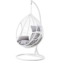 Gazit Single Hanging Chair with Cut Out Sides - White, Rattan