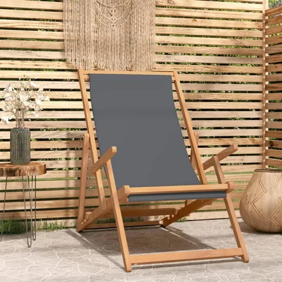 Gella Folding Beach Chair - Grey, Teak Wood product