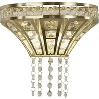 Gemma 2 Light Crystal Wall Light - Clear, Satin Brass