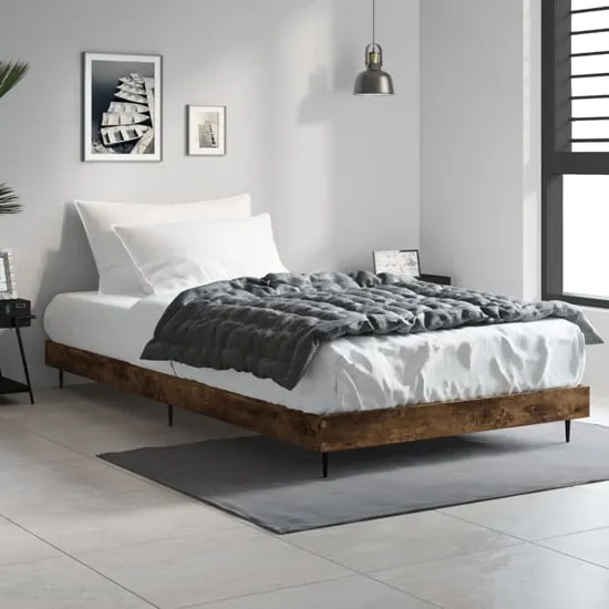 Gemma Single Bed Frame - Smoked Oak, Engineered Wood