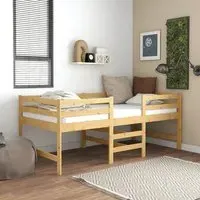 Gemma Single Mid Sleeper Bunk Bed with Ladder - Brown, Pine