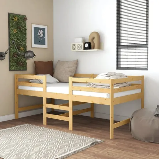 Gemma Single Mid Sleeper Bunk Bed with Ladder - Brown, Pine image