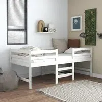 Gemma Single Mid Sleeper Bunk Bed with Ladder - White, Pine