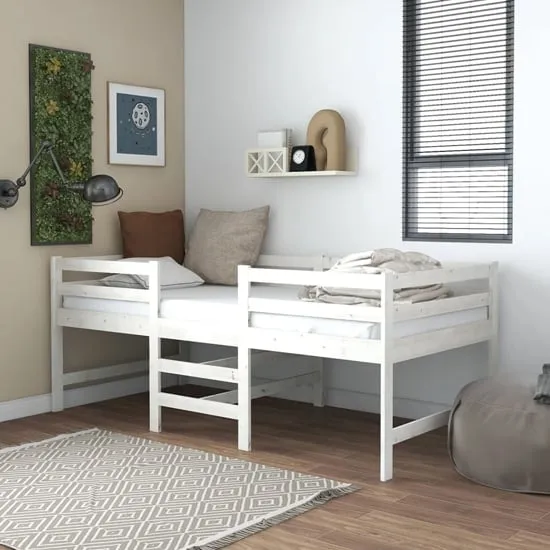 Gemma Single Mid Sleeper Bunk Bed with Ladder - White, Pine