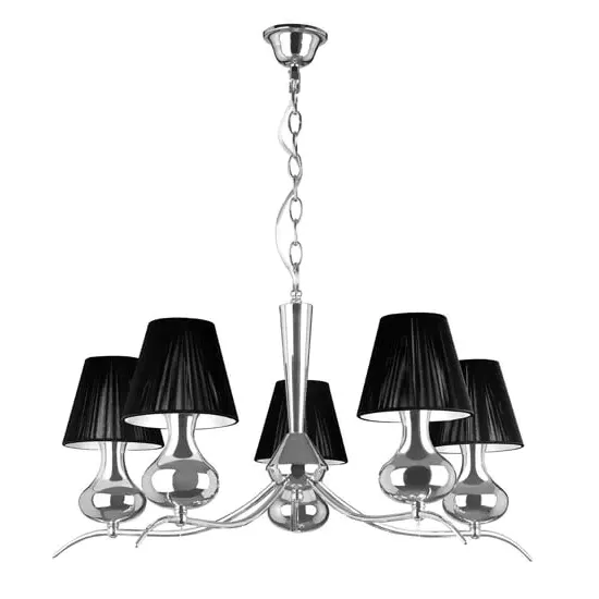 Gemosta 5-Arm Pendant Light - Black, Chrome