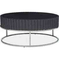 Genera Round Coffee Table with Silver Frame - Grey