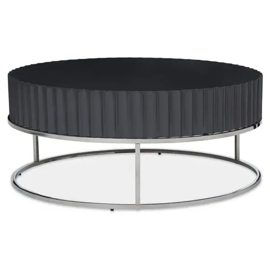 Genera Round Coffee Table with Silver Frame - Grey