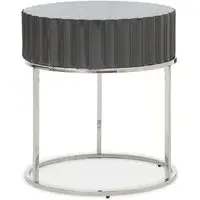 Genera Round End Table with Silver Frame - Grey