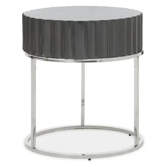 Genera Round End Table with Silver Frame - Grey image
