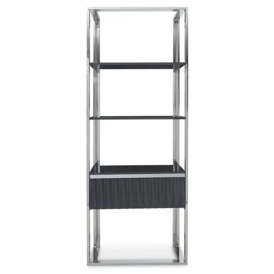 Genera Shelving Unit with Silver Frame - Grey