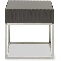 Genera Square End Table with Silver Frame - Grey