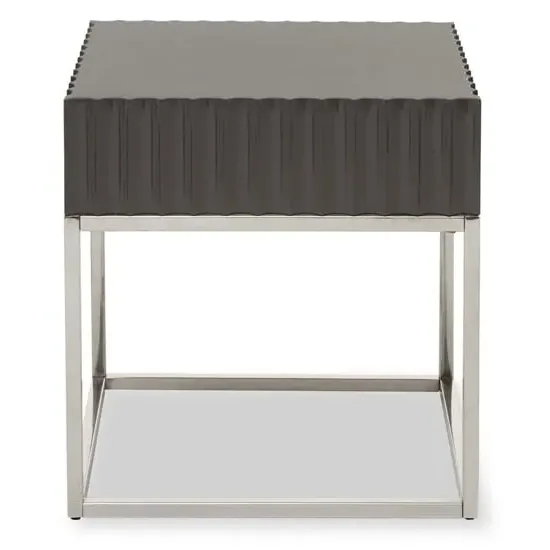 Genera Square End Table with Silver Frame - Grey