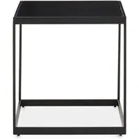 Genera Wooden End Table with Metal Frame - Black