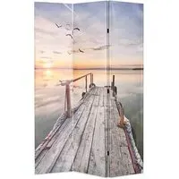 Genet 3-Panel Folding Room Divider - Lake, Fir Wood