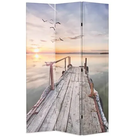 Genet 3-Panel Folding Room Divider - Lake, Fir Wood image