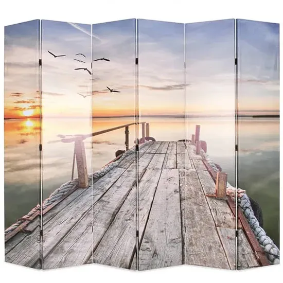 Genet 6-Panel Folding Room Divider - Lake, Fir Wood