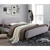 Geneva Double Bed Frame - Light Grey, Fabric