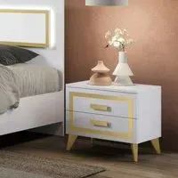 Geneva High Gloss Bedside Cabinet - White, Gold
