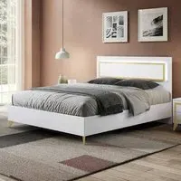 Geneva King Size Bed with LED - White, Gold