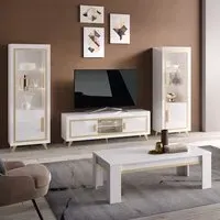 Geneva Living Room Set with Coffee Table and LED - White Gold