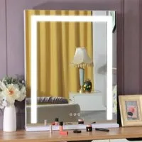 Geneva Portrait Dressing Mirror with LED Lighting - White